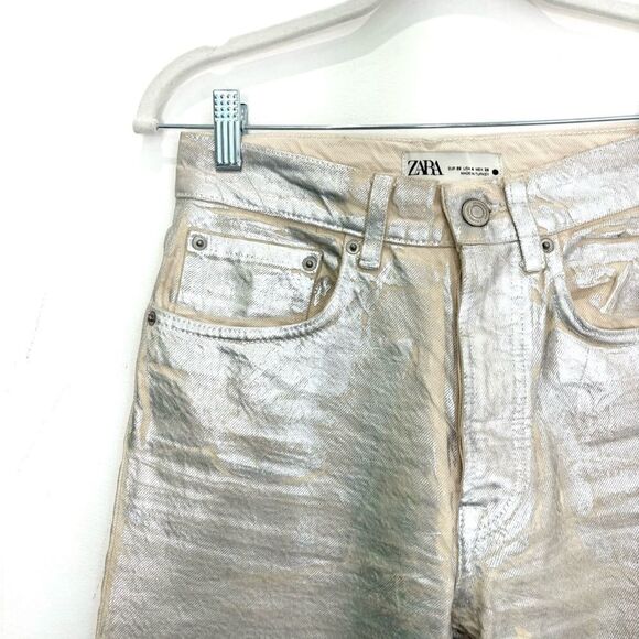 ZARA MID-RISE BOYFRIEND JEANS The Boy Boy Fit In Silver - Picture 8 of 10